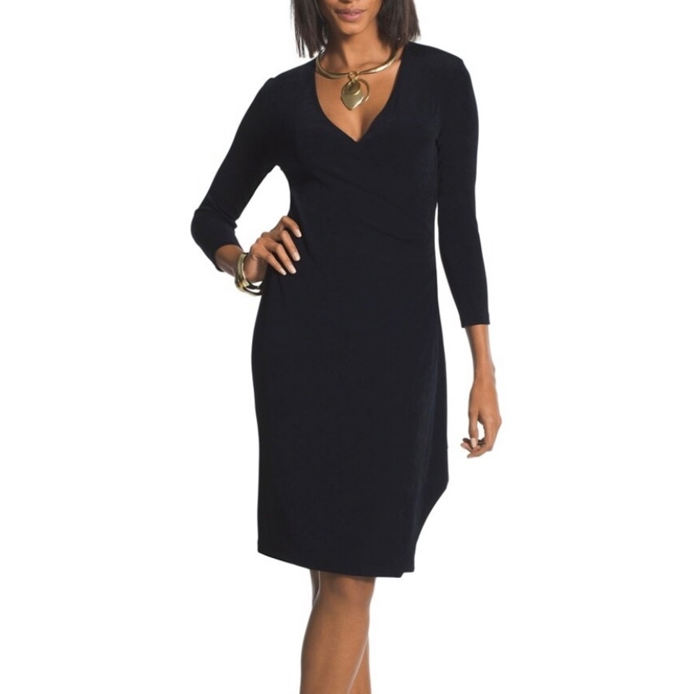 ✈️ Chicos Travelers Dress-Black V Neck